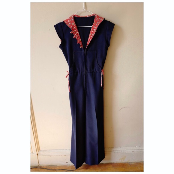 Pants - VINTAGE 70s JUMP SUIT WITH HOOD + POCKETS !!!
